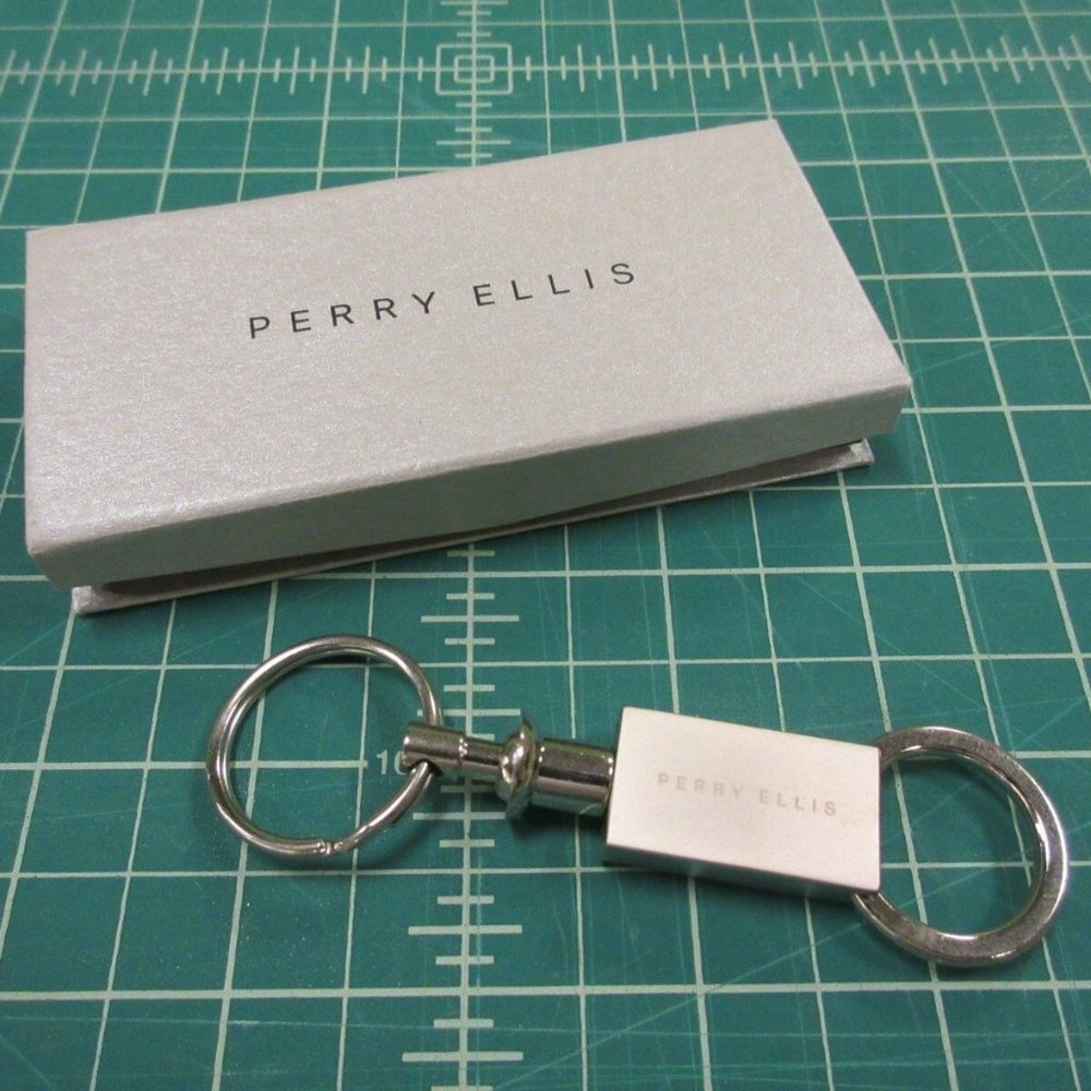 Perry Ellis - Key Chain Fob - Brushed Aluminum